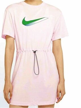 Nike Light Pink Mini Dress with Green Gradient Swoosh